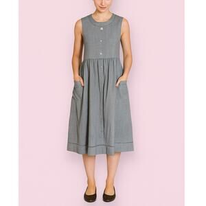 Vintage Prairie Cottage Farm Modest Spring Dress Women Small Midi Blue Chambray